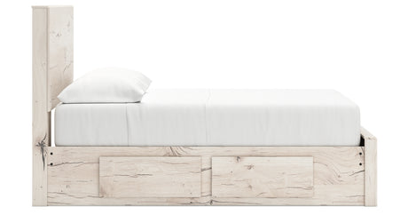 Lawroy Full Panel Storage Bed with Mirrored Dresser in Light Natural from Ashley - Luna Furniture