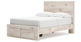 Lawroy Full Panel Storage Bed with Mirrored Dresser, Chest and 2 Nightstands in Light Natural from Ashley - Luna Furniture
