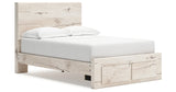 Lawroy Full Panel Storage Bed with Mirrored Dresser and Nightstand in Light Natural from Ashley Furniture - Luna Furniture