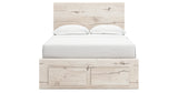 Lawroy Full Panel Storage Bed with Mirrored Dresser in Light Natural from Ashley Furniture - Luna Furniture