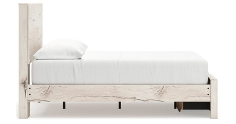 Lawroy Full Panel Storage Bed with Mirrored Dresser and Chest in Light Natural from Ashley - Luna Furniture