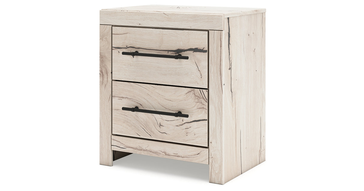 Lawroy Full Panel Headboard with Mirrored Dresser and Nightstand in Light Natural from Ashley - Luna Furniture