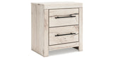 Lawroy King Panel Bed with Mirrored Dresser and Nightstand in Light Natural from Ashley - Luna Furniture