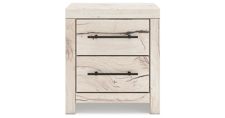 Lawroy Queen Panel Bed with Mirrored Dresser and Nightstand in Light Natural from Ashley Furniture - Luna Furniture