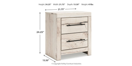 Lawroy Queen Panel Storage Bed with Mirrored Dresser and 2 Nightstands in Light Natural from Ashley - Luna Furniture