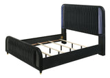 Valeria Black Upholstered LED King Bed
