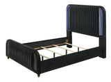 Valeria Black Upholstered LED Queen Bed