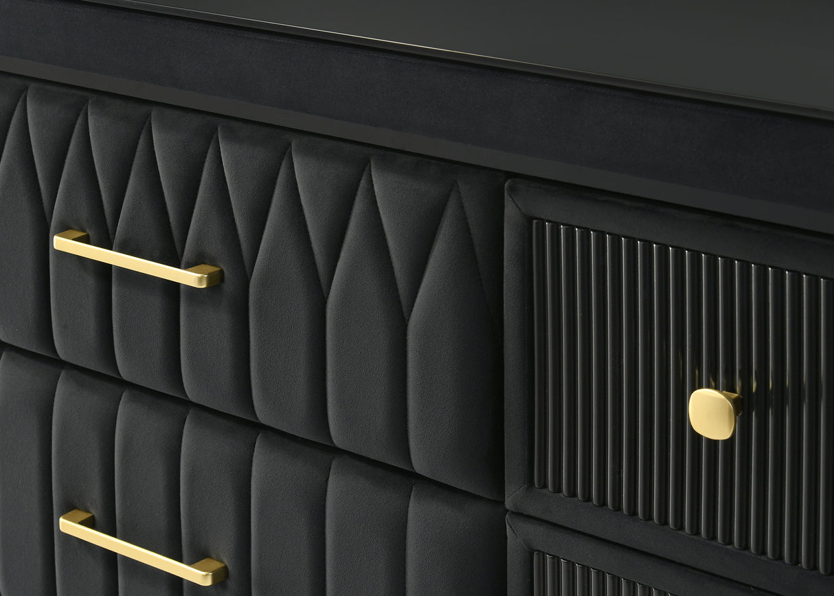 Valeria Black Upholstered LED Bedroom Set