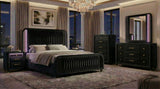 Valeria Black Upholstered LED Bedroom Set