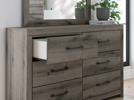 Graystorm Twin Panel Bed with Storage with Mirrored Dresser and Chest in Brown Gray from Ashley Furniture - Luna Furniture