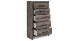 Graystorm King Panel Bed with Mirrored Dresser, Chest and 2 Nightstands in Brown Gray from Ashley Furniture - Luna Furniture