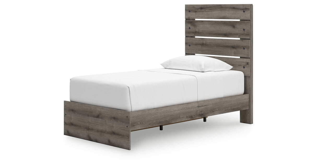 Graystorm Twin Panel Storage Bed with Mirrored Dresser in Brown Gray from Ashley Furniture - Luna Furniture