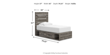 Graystorm Twin Panel Storage Bed with Dresser in Brown Gray from Ashley Furniture - Luna Furniture