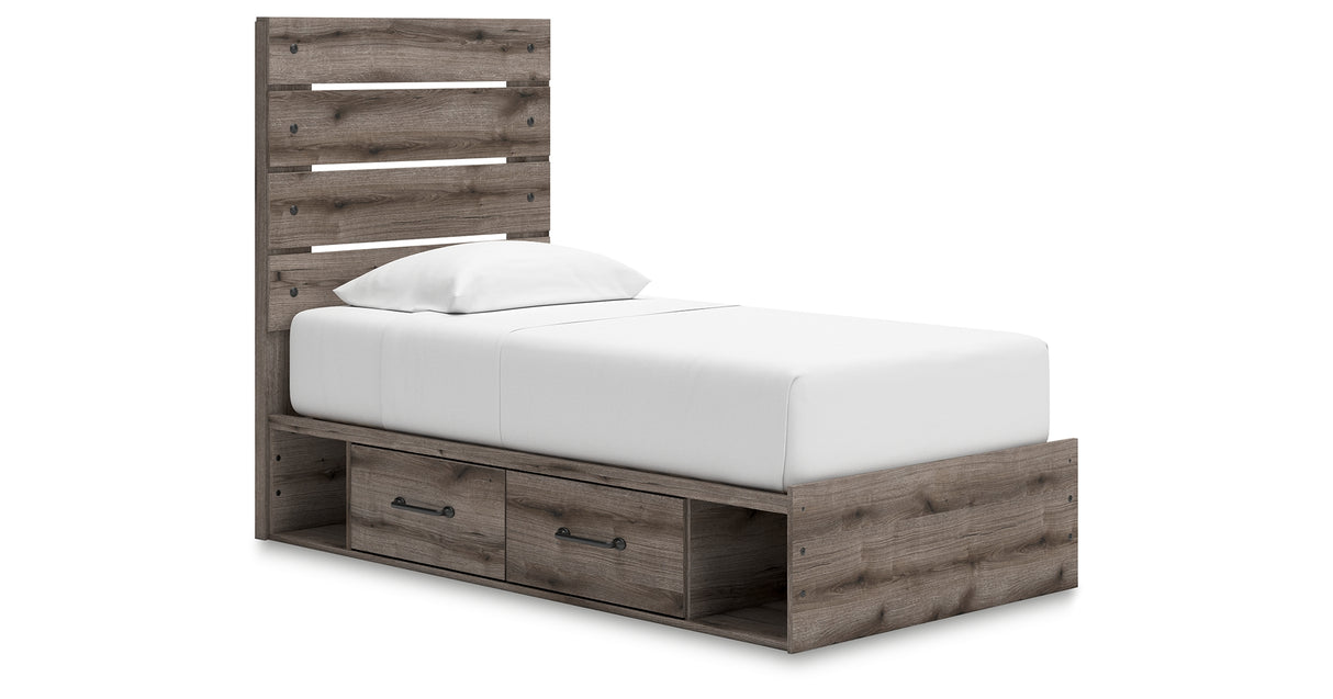 Graystorm Brown Gray Twin Storage Platform Bed with 4 Drawers from Ashley - Luna Furniture