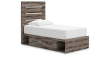 Graystorm Brown Gray Twin Storage Platform Bed with 4 Drawers from Ashley - Luna Furniture