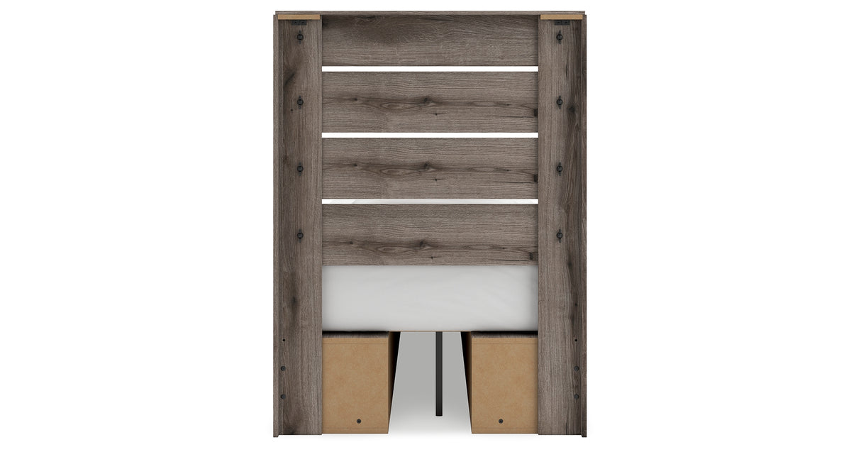 Graystorm Brown Gray Twin Storage Platform Bed with 4 Drawers from Ashley - Luna Furniture
