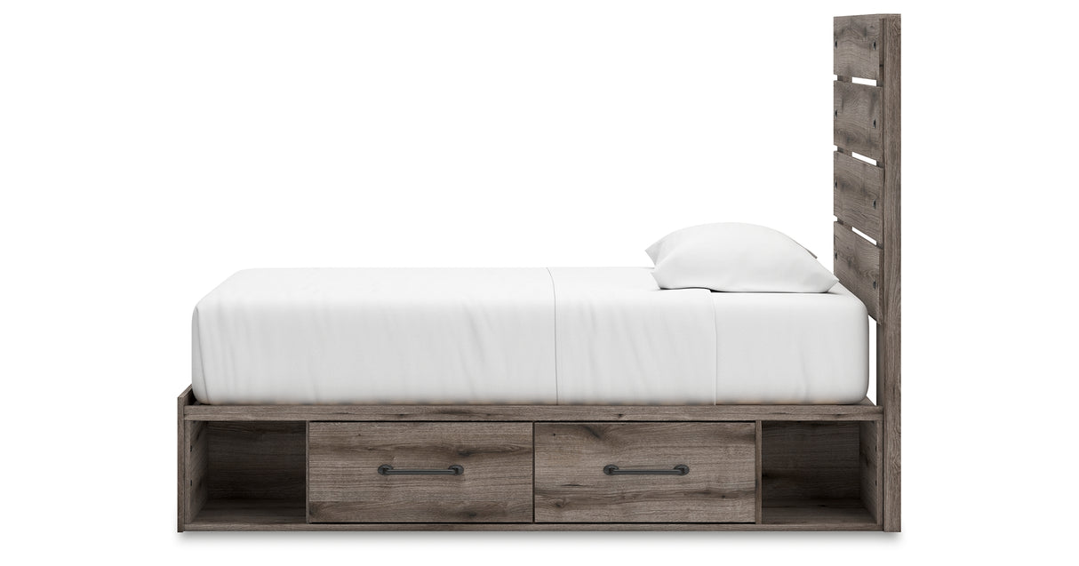 Graystorm Brown Gray Twin Storage Platform Bed with 4 Drawers from Ashley - Luna Furniture