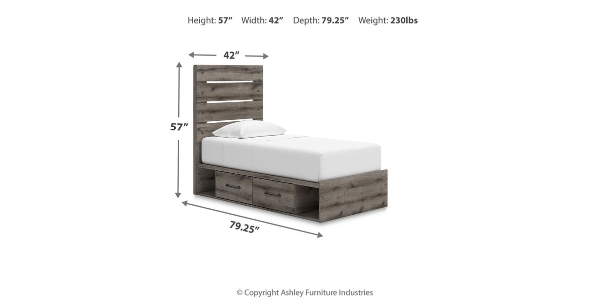 Graystorm Brown Gray Twin Storage Platform Bed with 4 Drawers from Ashley - Luna Furniture