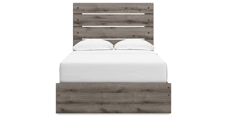Graystorm Full Panel Bed with Storage with Mirrored Dresser and Chest in Brown Gray from Ashley Furniture - Luna Furniture