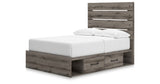 Graystorm Full Panel Bed with Storage with Mirrored Dresser and Nightstand in Brown Gray from Ashley Furniture - Luna Furniture