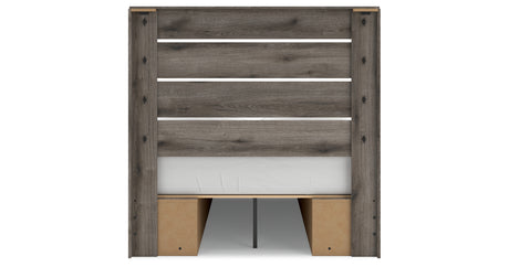 Graystorm Full Panel Bed with Storage with Mirrored Dresser and Chest in Brown Gray from Ashley Furniture - Luna Furniture
