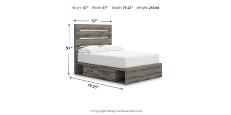 Graystorm Full Panel Bed with Storage with Mirrored Dresser in Brown Gray from Ashley Furniture - Luna Furniture