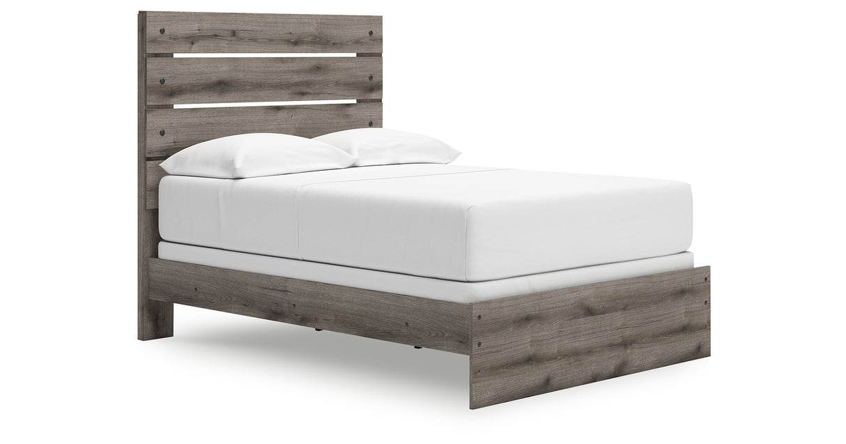 Graystorm Full Panel Bed with Mirrored Dresser and Chest in Brown Gray from Ashley Furniture - Luna Furniture