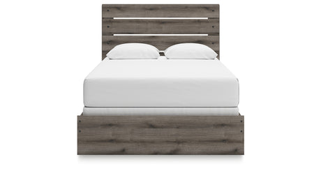 Graystorm Queen Panel Bed with Mirrored Dresser, Chest and 2 Nightstands in Brown Gray from Ashley Furniture - Luna Furniture
