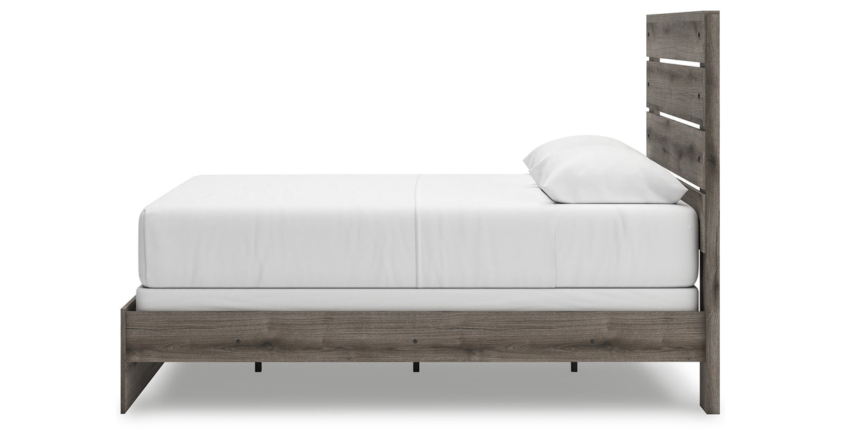 Graystorm Queen Panel Bed with Mirrored Dresser, Chest and Nightstand in Brown Gray from Ashley Furniture - Luna Furniture
