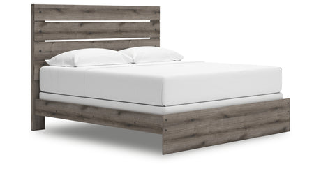 Graystorm King Panel Bed with Mirrored Dresser in Brown Gray from Ashley Furniture - Luna Furniture