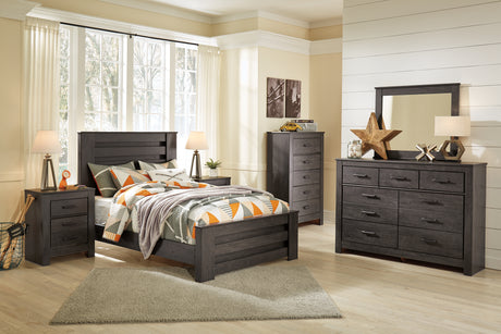 Brinxton Charcoal Full Panel Bed, Dresser and Mirror from Ashley - Luna Furniture