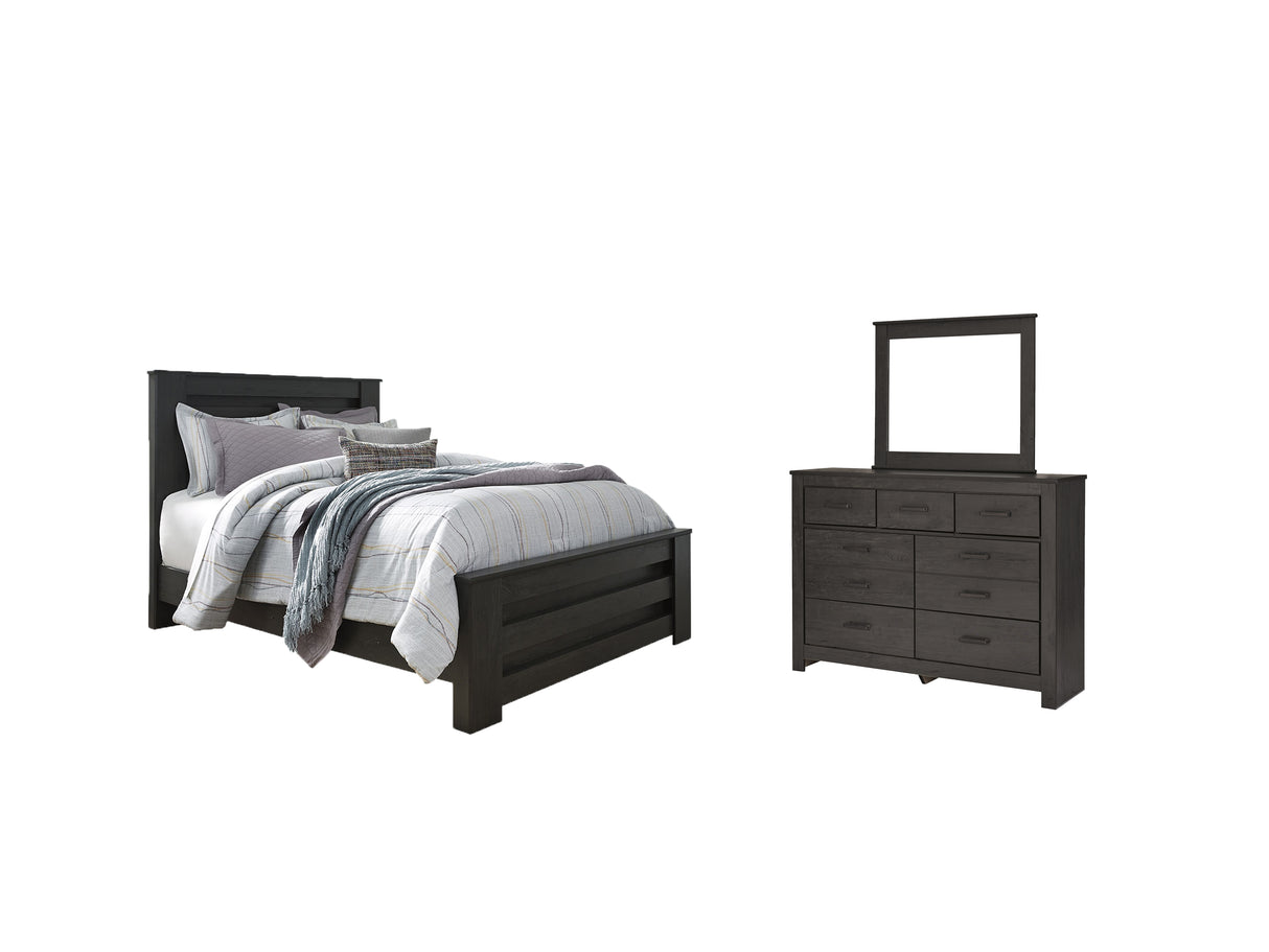 Brinxton Charcoal Queen Panel Bed, Dresser and Mirror from Ashley - Luna Furniture