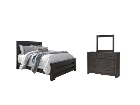 Brinxton Charcoal Queen Panel Bed, Dresser and Mirror from Ashley - Luna Furniture