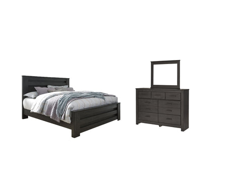 Brinxton Charcoal King Panel Bed, Dresser and Mirror from Ashley - Luna Furniture