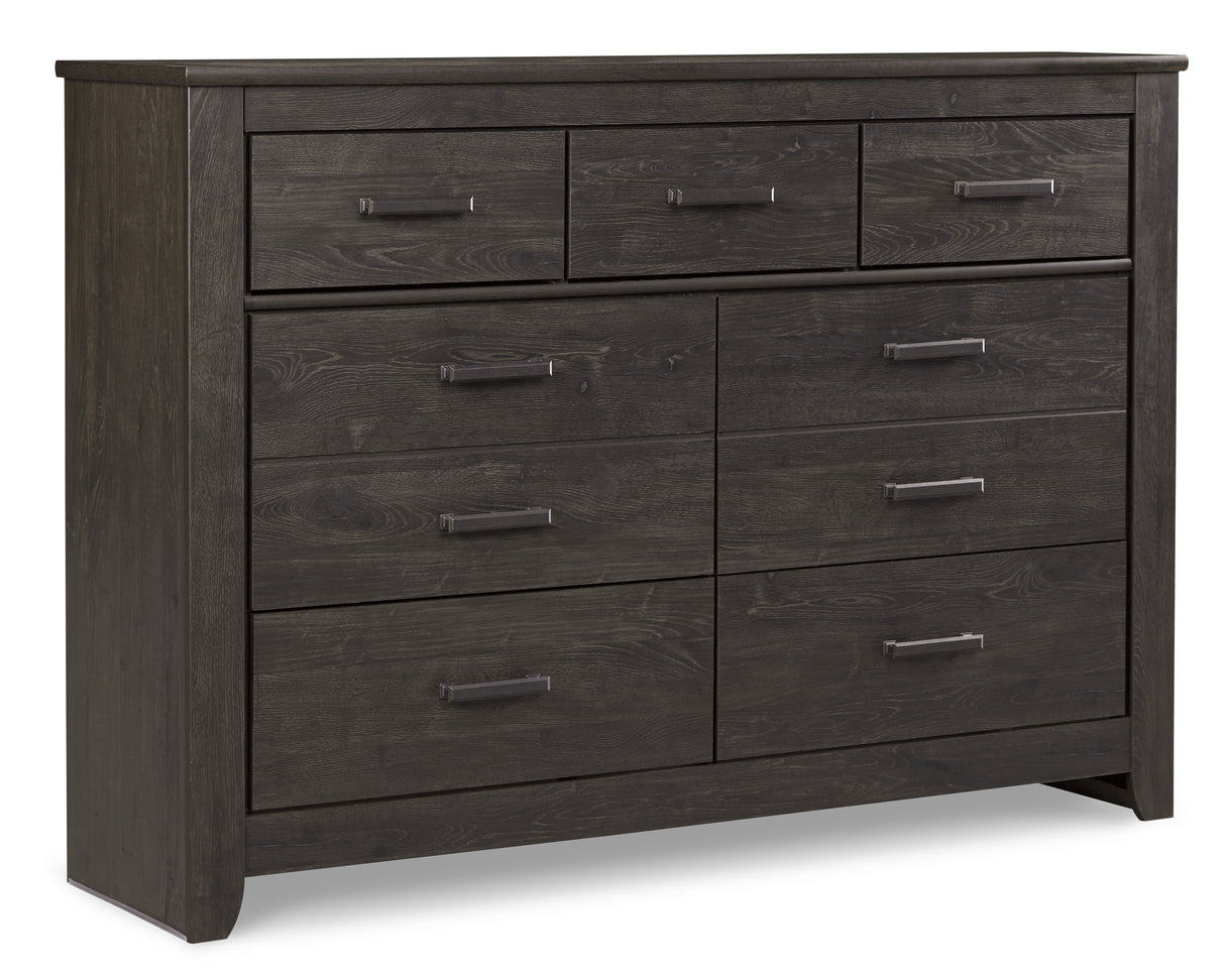 Brinxton Charcoal King Panel Bed, Dresser and Mirror from Ashley - Luna Furniture