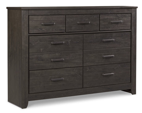 Brinxton Charcoal King Panel Bed, Dresser and Mirror from Ashley - Luna Furniture