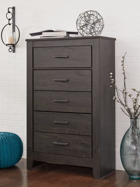 Brinxton Charcoal Queen Panel Bed, Chest and Nightstand from Ashley - Luna Furniture