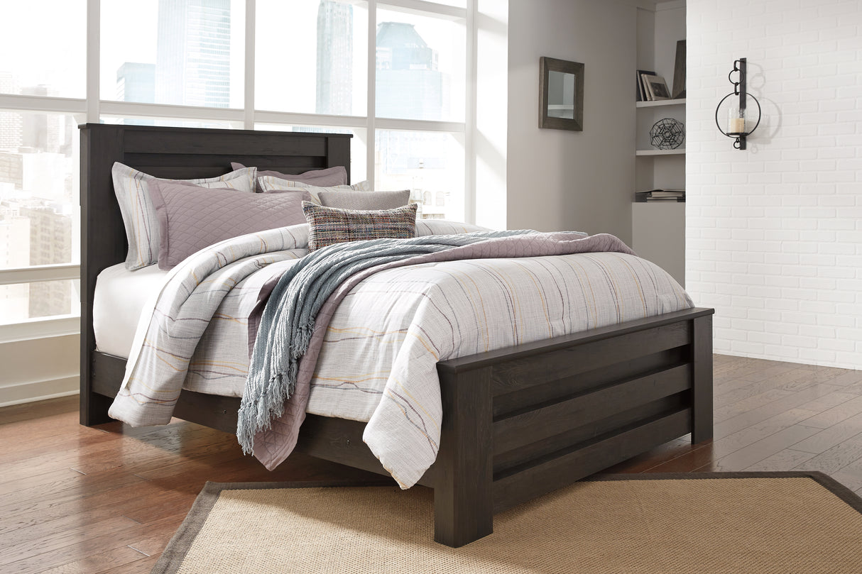 Brinxton Charcoal Queen Panel Bed, Chest and Nightstand from Ashley - Luna Furniture