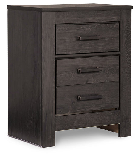 Brinxton King Panel Bed with Mirrored Dresser, Chest and 2 Nightstands in Charcoal from Ashley - Luna Furniture
