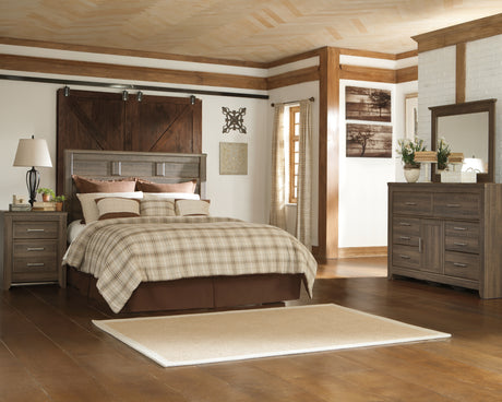Juararo Queen Panel Headboard Bed with Dresser in Dark Brown from Ashley Furniture - Luna Furniture