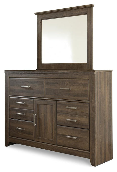 Juararo Dark Brown Dresser and Mirror from Ashley Furniture - Luna Furniture