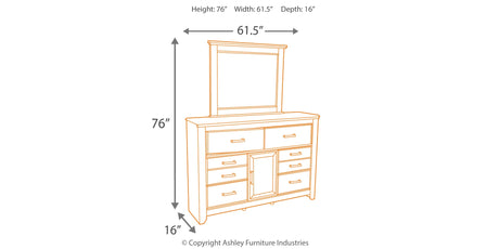 Juararo California King Panel Bed with Mirrored Dresser and Chest in Dark Brown from Ashley Furniture - Luna Furniture