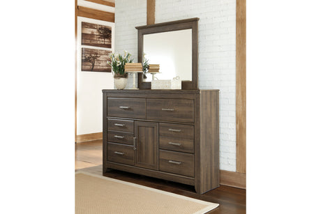 Juararo Dark Brown Dresser and Mirror