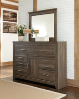 Juararo Dark Brown Dresser and Mirror from Ashley Furniture - Luna Furniture