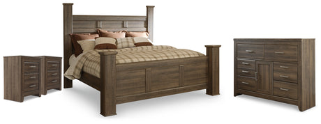 Juararo King Poster Bed, Dresser and 2 Nightstands from Ashley - Luna Furniture