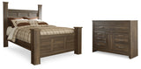 Juararo Queen Poster Bed with Dresser in Dark Brown from Ashley - Luna Furniture