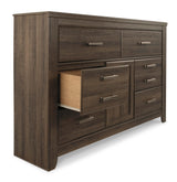 Juararo Dark Brown Dresser and Mirror from Ashley Furniture - Luna Furniture