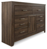 Juararo Queen Poster Bed with Dresser in Dark Brown from Ashley Furniture - Luna Furniture
