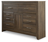 Juararo California King Poster Bed with Mirrored Dresser and 2 Nightstands in Dark Brown from Ashley Furniture - Luna Furniture