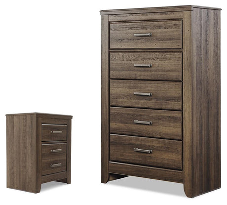 Juararo Dark Brown Nightstand and Chest from Ashley - Luna Furniture
